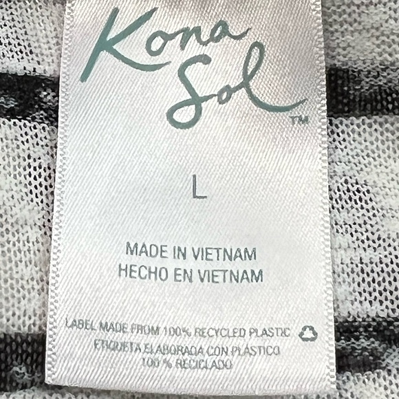 Kona Sol Striped Hooded Tunic/ Swim Coverup with Kangaroo Pocket Size L - Picture 4 of 5